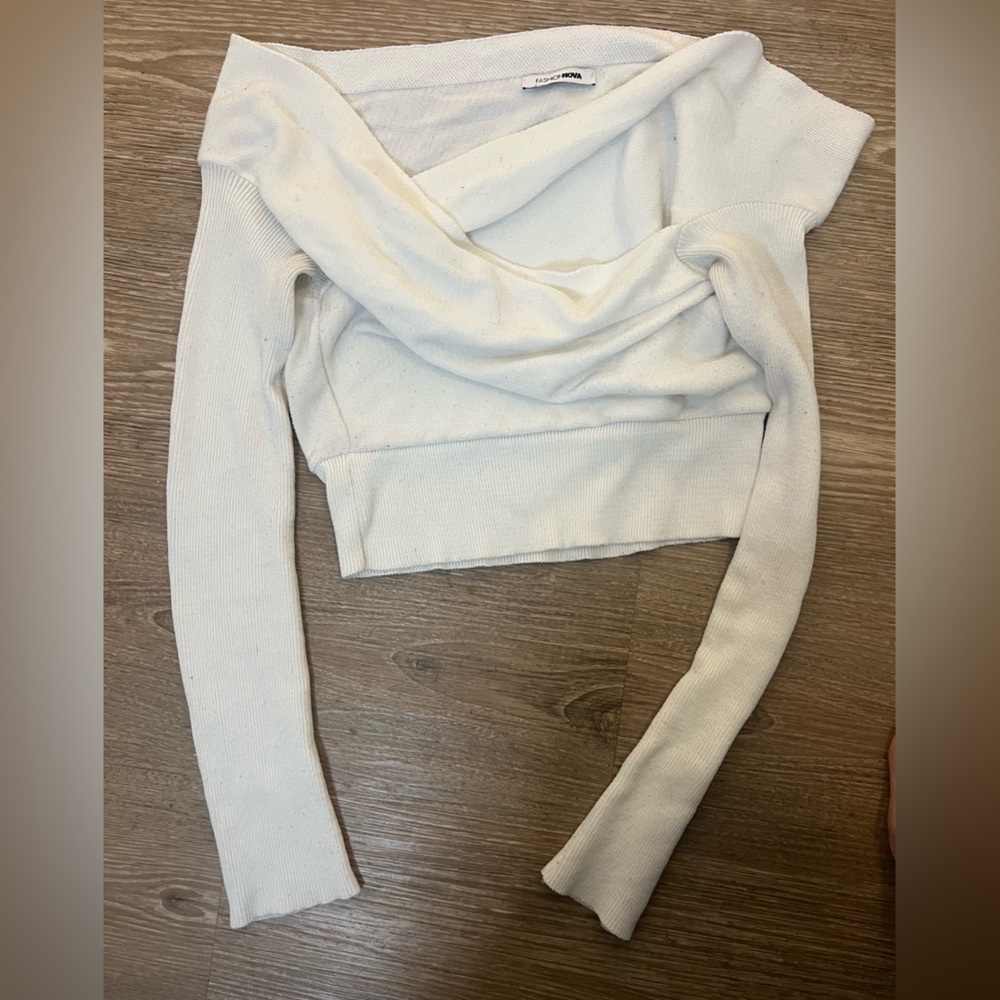 Fashion Nova White Off The Shoulder Sweater